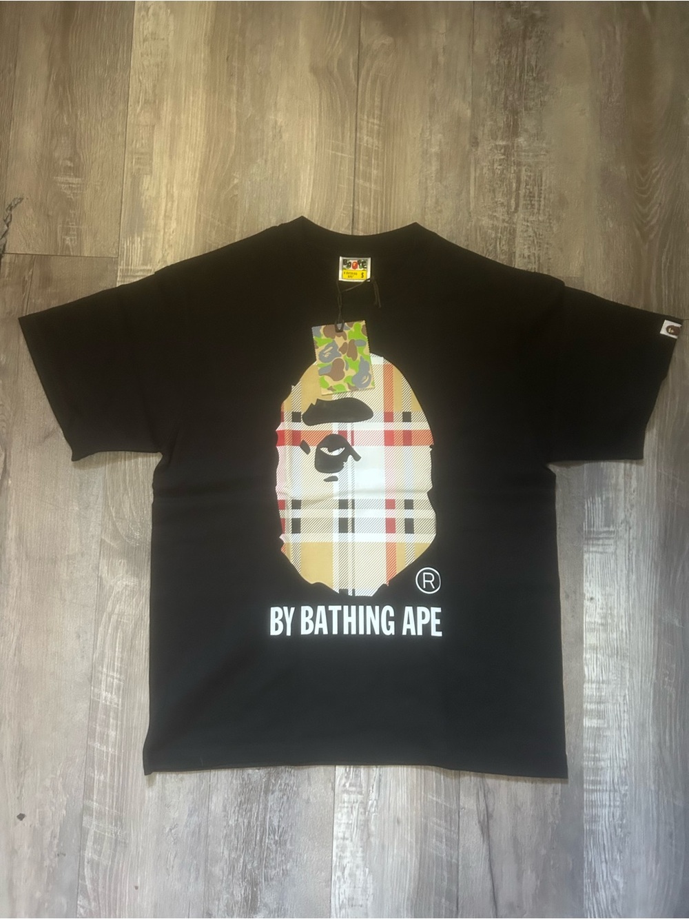 BAPE By Bathing Ape Black Plaid Ape Head Short Sleeve Tee
